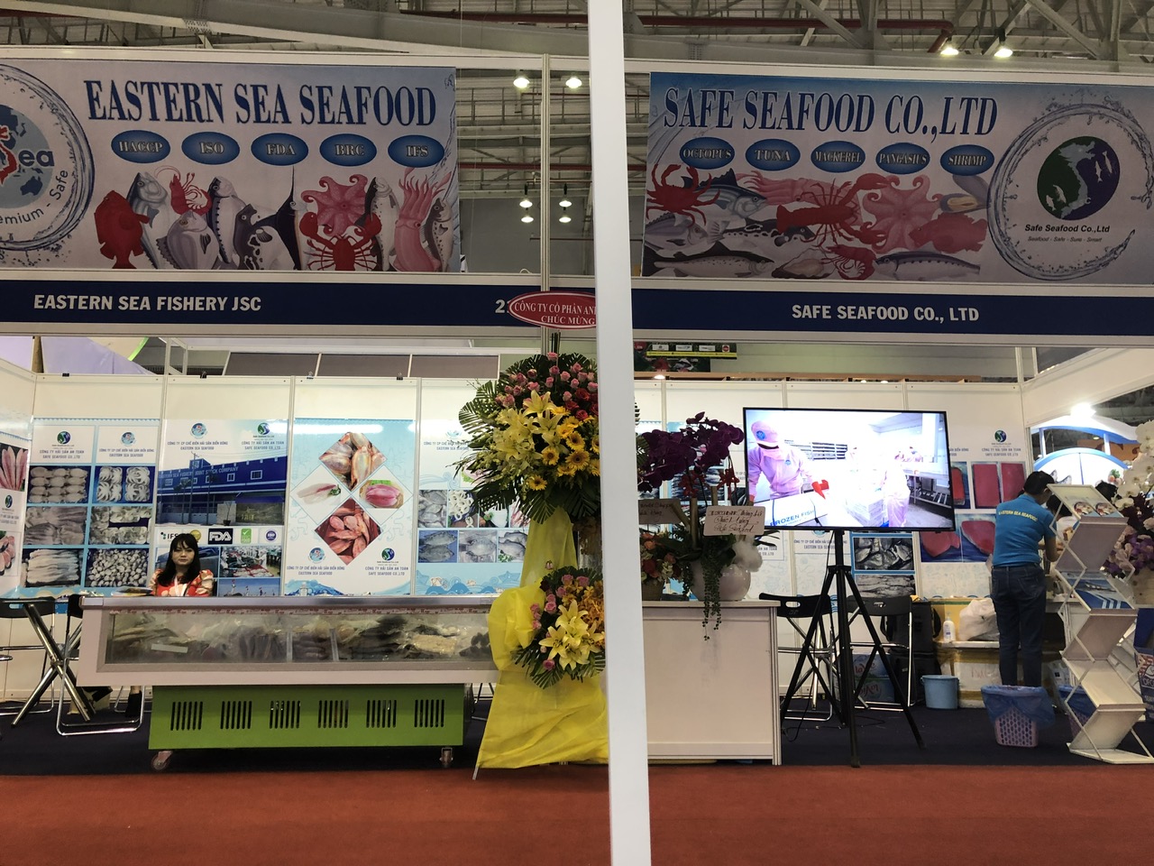 Safe Seafood Vietnam seafood display at an international trade exhibition